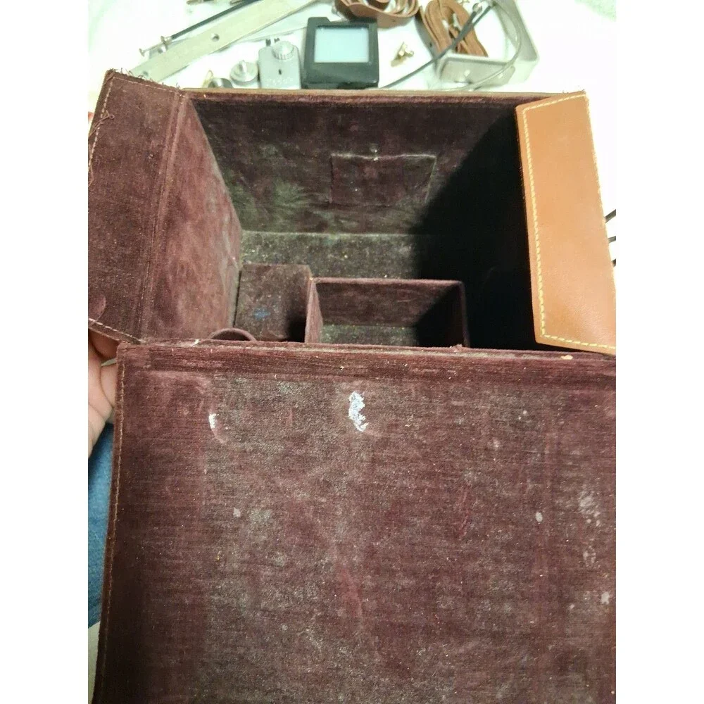 Vintage Leather Camera Travel Bag w Locking Key 1940's Quality Made And Misc.